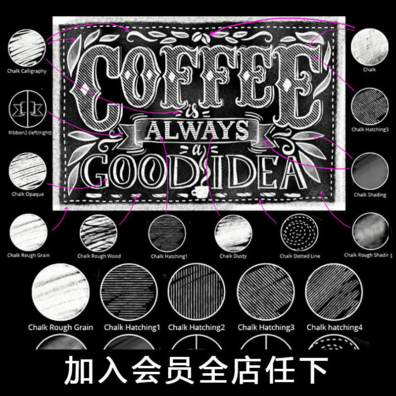 Procreate笔刷20个文字手绘书写手写压感画笔ipad触大师级画板321