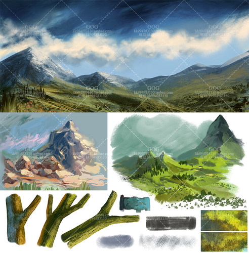 SB笔刷 手绘建筑景观环境园林设计CG插画绘画SketchBook笔刷素材