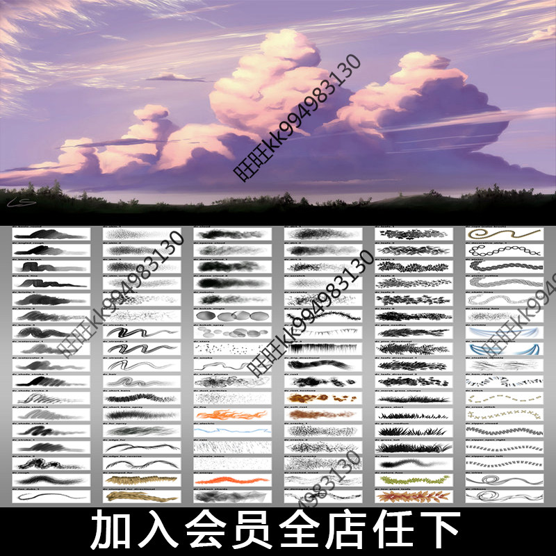 Clip Studio Paint笔刷102款绘画漫画涂厚手绘自然笔触素材CSP02图片
