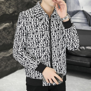 翻领男士春秋季夹克大码胖子外套加大加肥胖墩大个子拉链口袋秋装