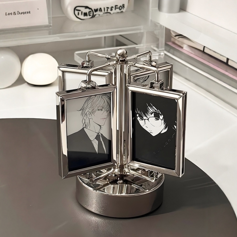 拍立得旋转相框摆台小卡展示架谷美收纳高级感diy照片框创意摆件