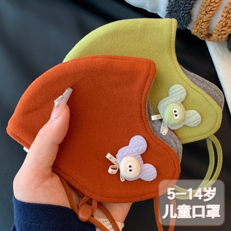 冬季保暖口罩男女童5到14岁卡通可爱防寒风小孩上学防冻遮脸面罩