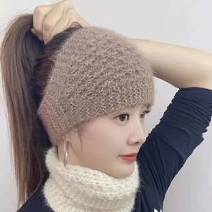 女士冬季跑步脑门保暖防风防寒户外运动帽子针织发带骑行帽护额头
