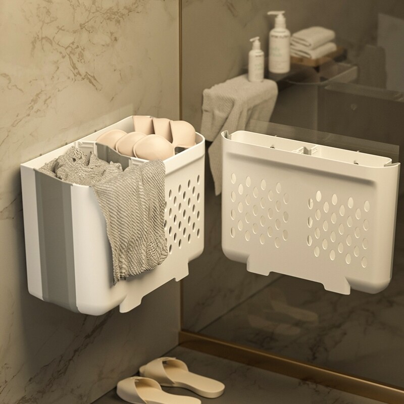 脏衣服收纳筐壁挂式家用卫生间浴室洗澡分区放脏衣服可折叠脏衣篮