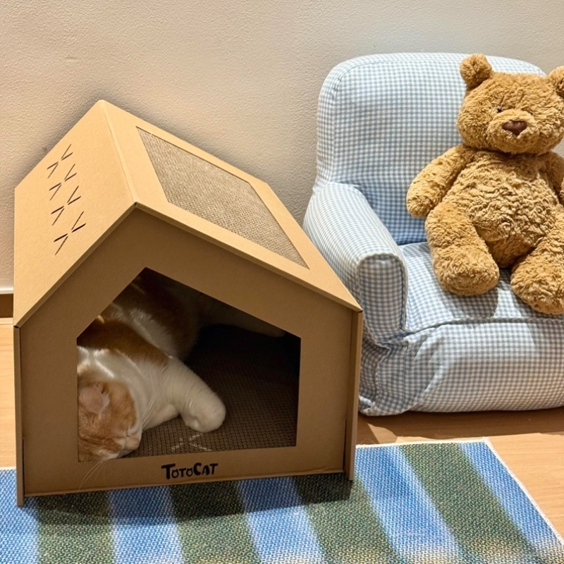 猫抓板大号猫窝别墅瓦楞纸房子耐磨耐抓纸箱躲避猫屋磨爪逗猫玩具