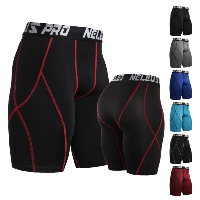 运动紧身五分裤男高弹透气速干压缩训练打底跑步田径篮球健身短裤