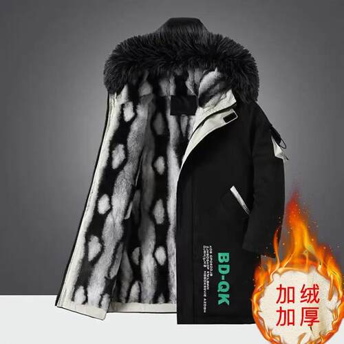 中长款派初高中青少年帅气加绒加厚男克服羽戎服潮流冬季外套学生