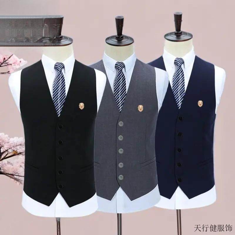 春秋韩版潮修身西装马甲男男士英伦西服背心休闲职业马夹伴郎马甲