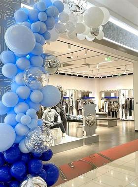 母亲节蓝色系气球链拱门商场门店开业装饰布置活动氛围生日汽球