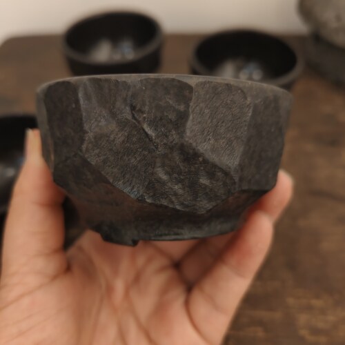 手凿三足鱼籽料品茗杯内精抛7亿岁安化冰碛岩手工杯120cc