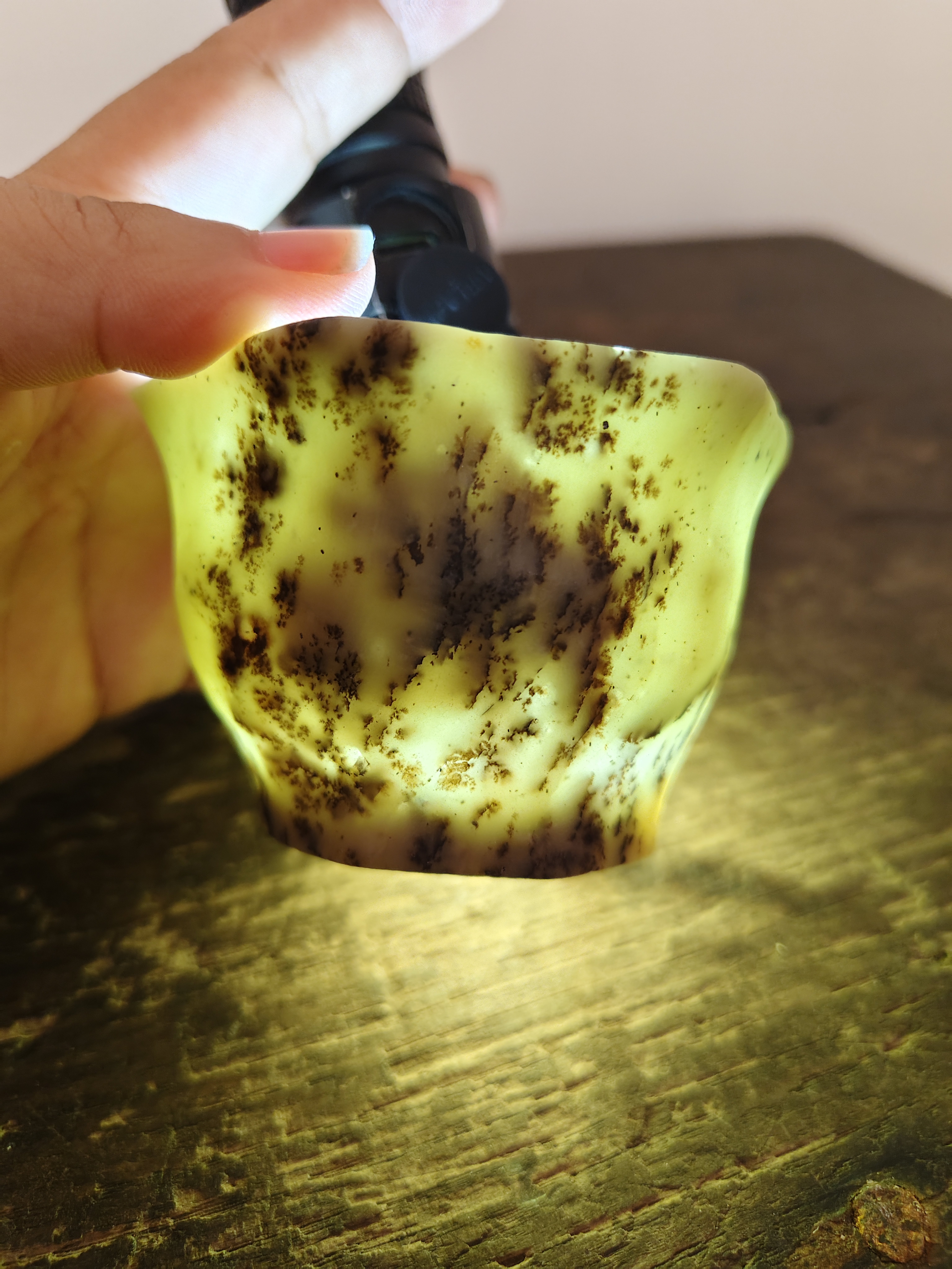 孤品【水中花】稀缺冰碛玉七方杯7亿岁安化冰碛岩玉化手工杯100cc