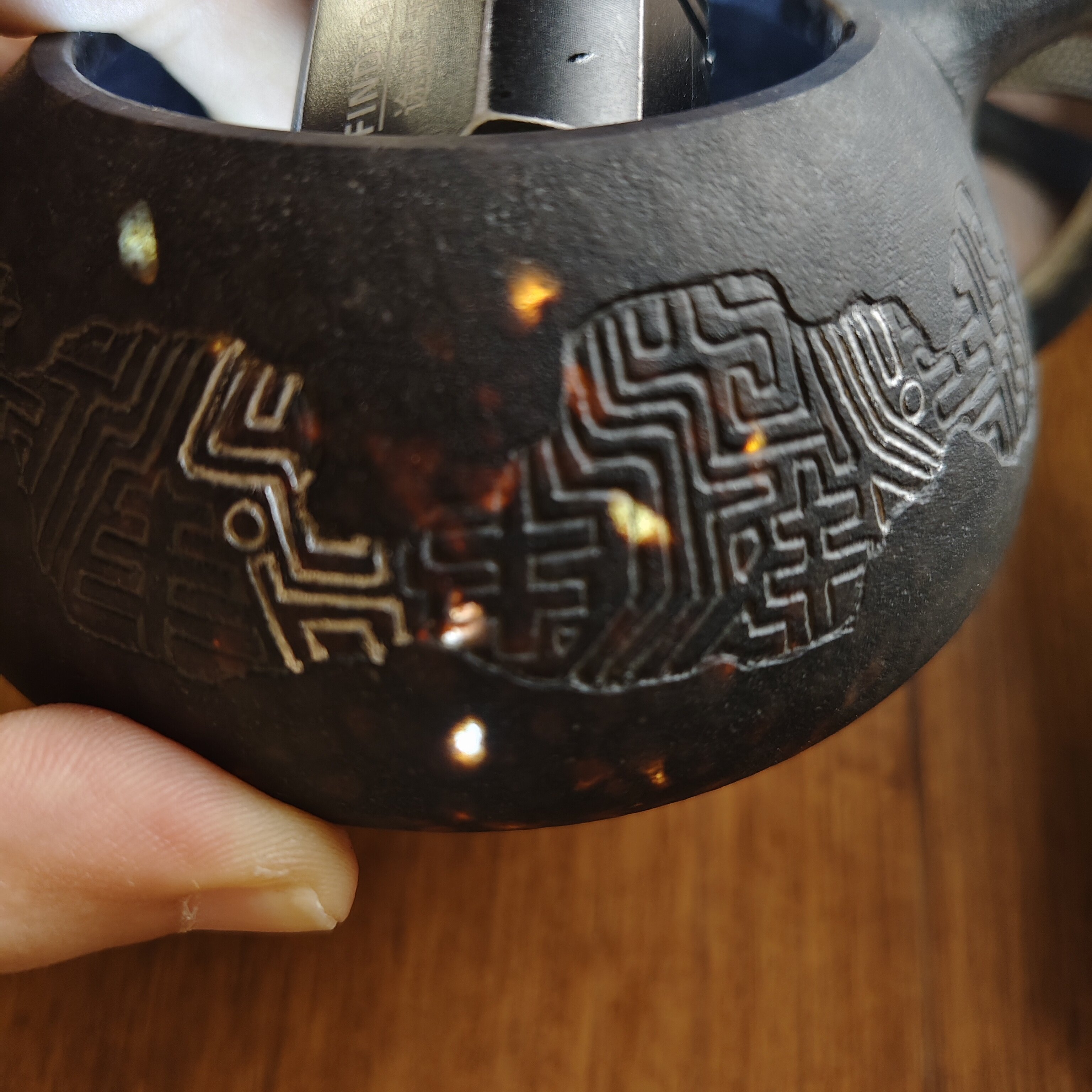 纯手工刻绘描金石瓢壶7亿岁安化冰碛岩原石冰晶石200cc