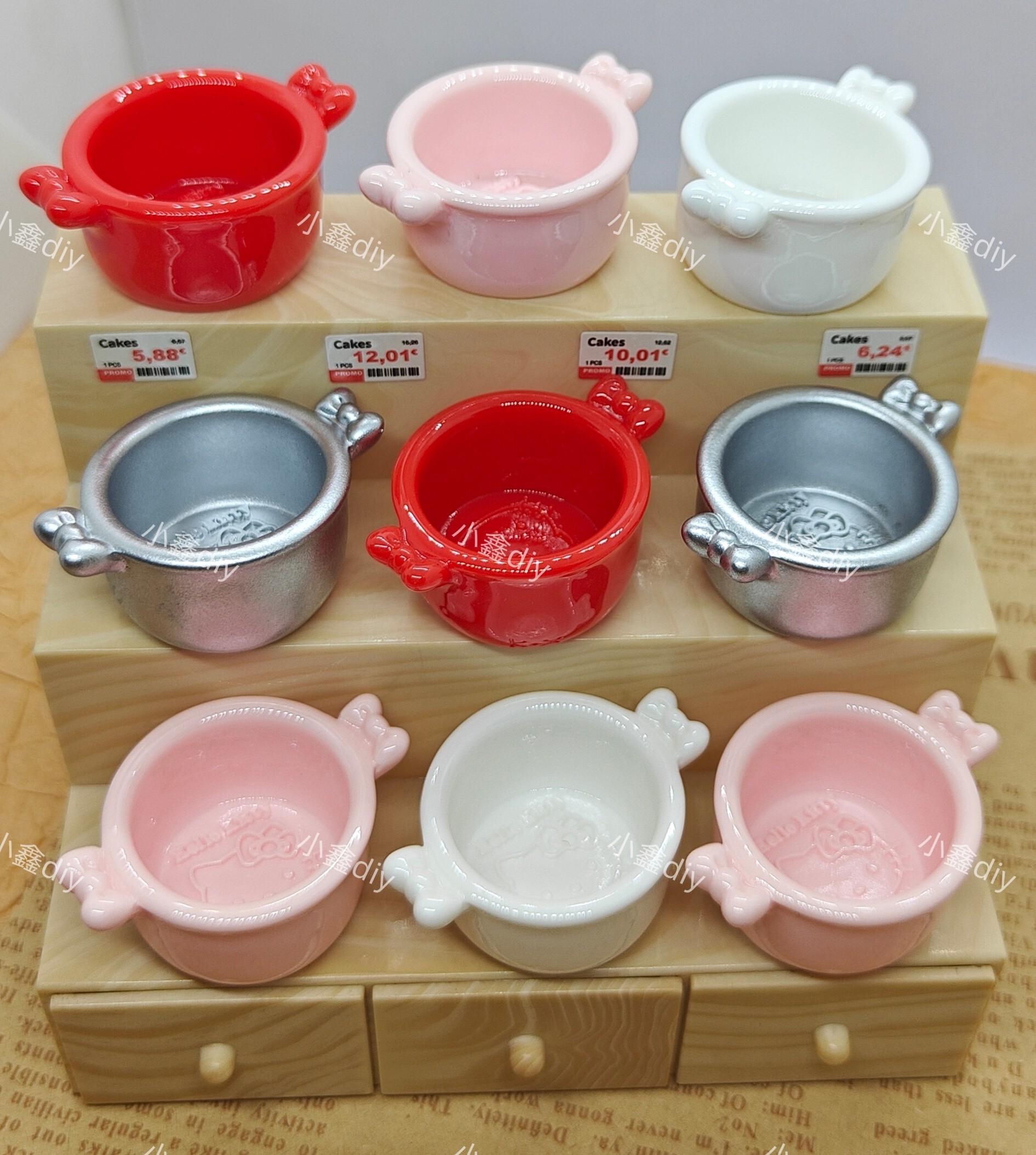 定制kt双耳奶锅仿真树脂配件diy奶油胶手机壳发夹钥匙扣微缩摆件