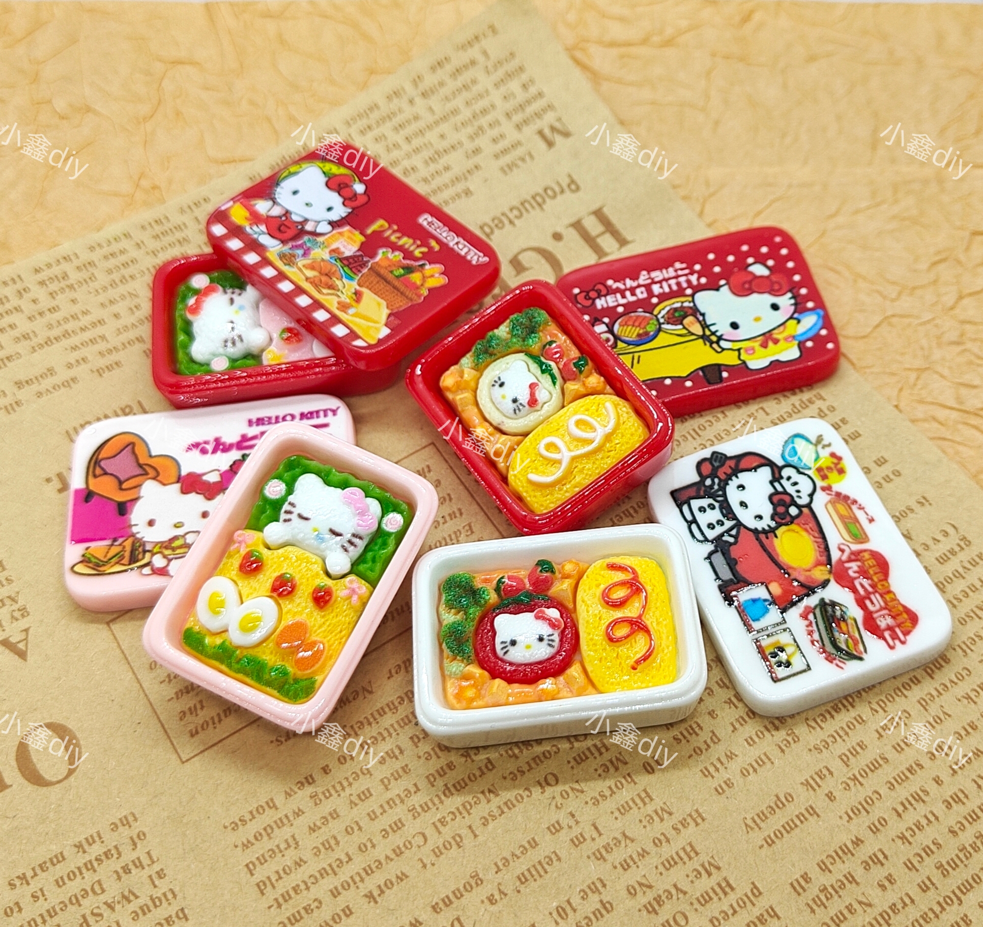 定制kt便当盒套装diy仿真杯树脂配件微缩食玩小摆件奶油胶玩具