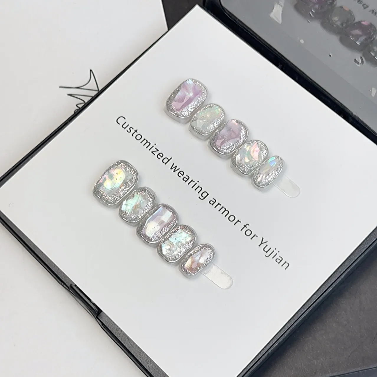 纯手工穿戴甲高级亮晶晶天然贝母手工美甲短款春夏甜酷感指甲贴