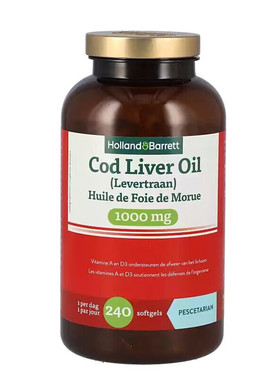 Holland&Barrett荷兰花园店鳕鱼鱼油软胶囊1000mg  240粒