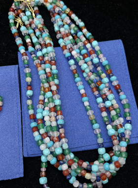 【辛芷蕾同款】MV天然彩色宝石串珠项链 925银锁骨链叠戴ins