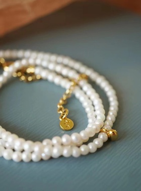 法式天然淡水小米珍珠项链