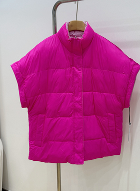 原包装 芭比粉双面穿马甲 100%再生羽绒 厚puffer vest