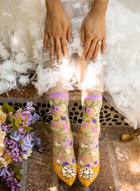 北欧原单38美金 花卉款 刺绣花玻璃丝女士袜 透明水晶丝袜中筒