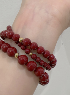 3种大小 原矿朱砂 高含量紫金砂朱砂手串