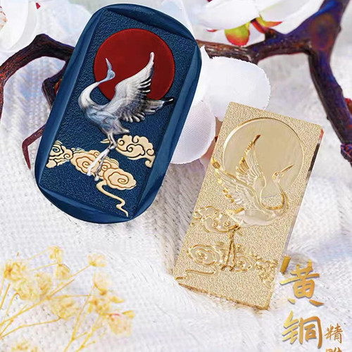 浮雕火漆印章头国风系列鹤竹荷花