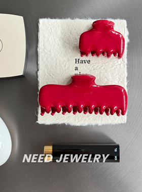 韩版ins新款小号半扎醋酸高级感鲨鱼夹红色方形大号法式盘发抓夹