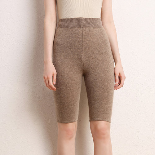 高弹羊绒安全裤平面加厚防护暖宫护宫羊绒针织五分裤