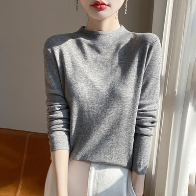 25年新款女士16G超细水溶半高领打底衫蚕丝羊毛衫百搭款毛衣