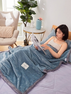 小毛毯被子冬季盖腿午休毯子办公室午睡毯沙发美容影院珊瑚绒盖毯