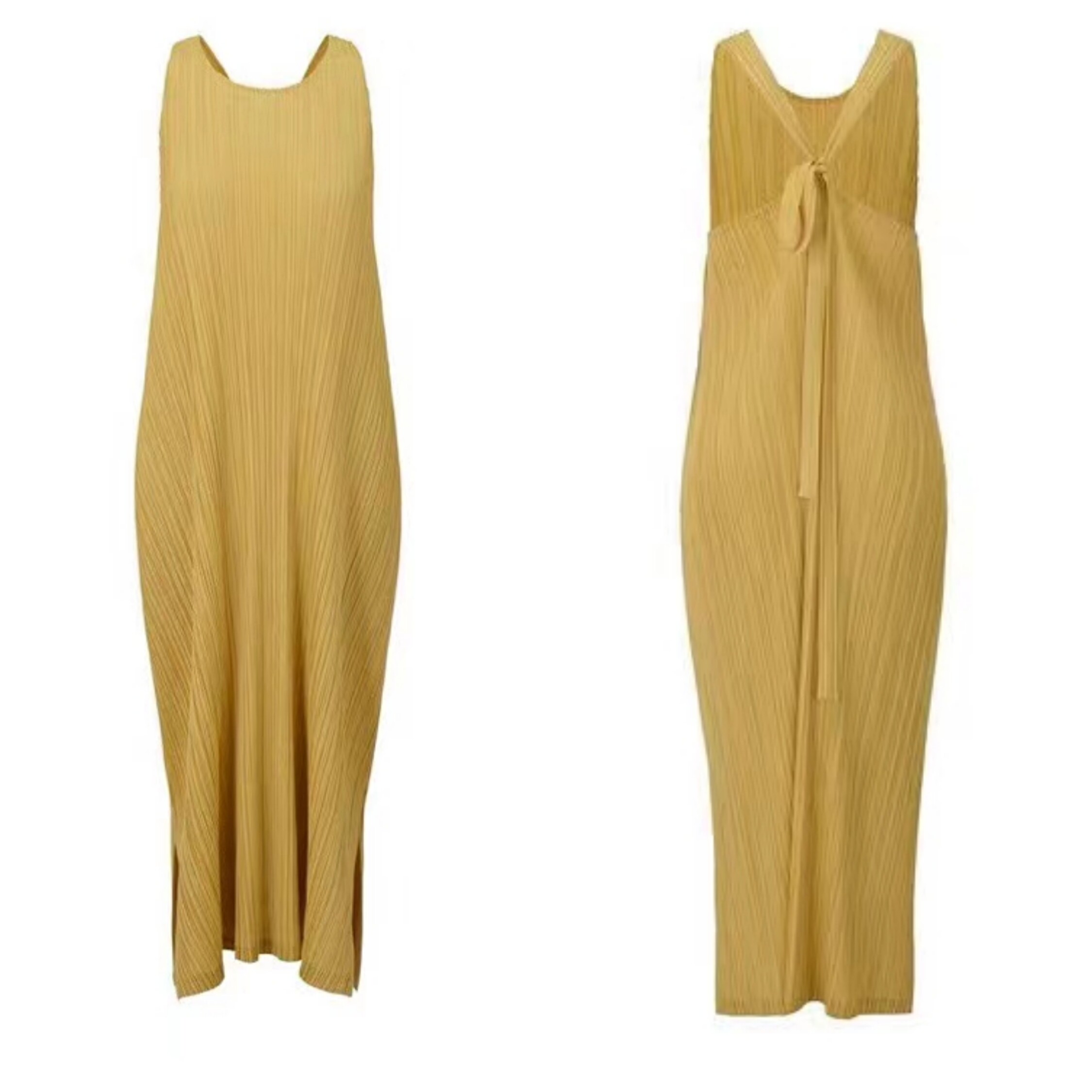 三宅褶皱裙  超好气质~交叉绑带背带宽松长裙女 高级感显瘦连衣裙