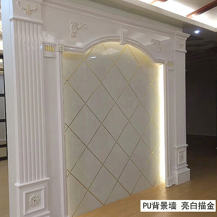 欧式电视背景墙奢华大气客厅简欧仿大理石pu罗马柱造型影视墙装饰