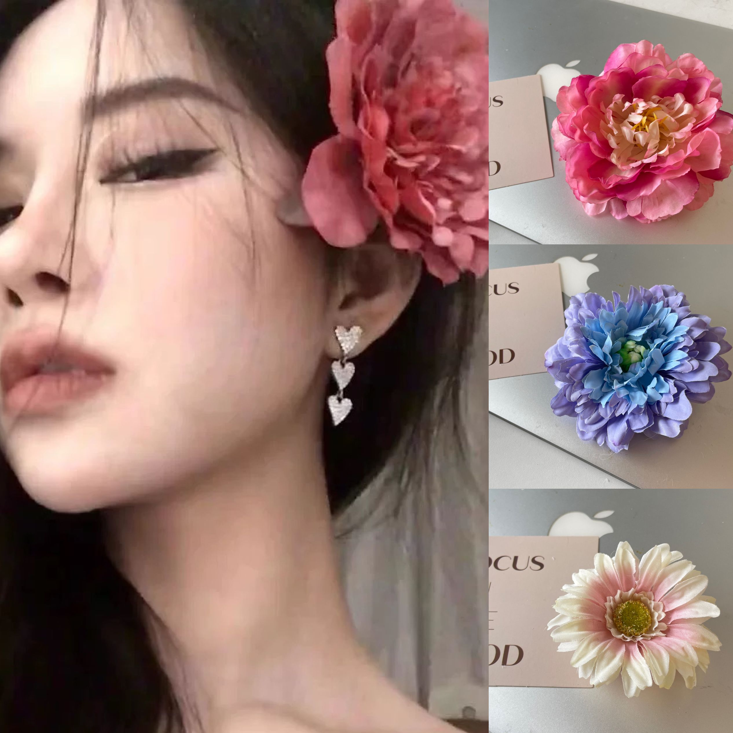 海边日落拍照发饰唯美古风花朵发夹侧边夹子刘海夹头花发卡头饰女,饰品/流行首饰/时尚饰品新,发饰,淘宝优惠券,粉丝福利购,淘宝优惠卷