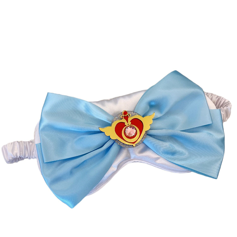 代表月亮消灭你~美少女丝滑仿真丝闪钻大蝴蝶结遮光眼罩生日礼物