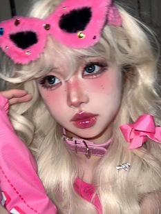 粉色辣妹穿搭可爱头箍头饰 夏款 痞幼同款 毛毛墨镜发箍女2023新款