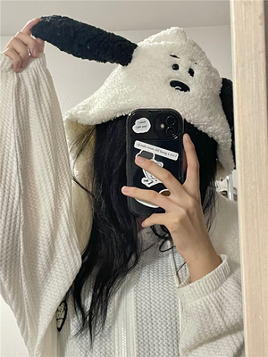 保暖可爱卡通小狗毛绒帽女冬季