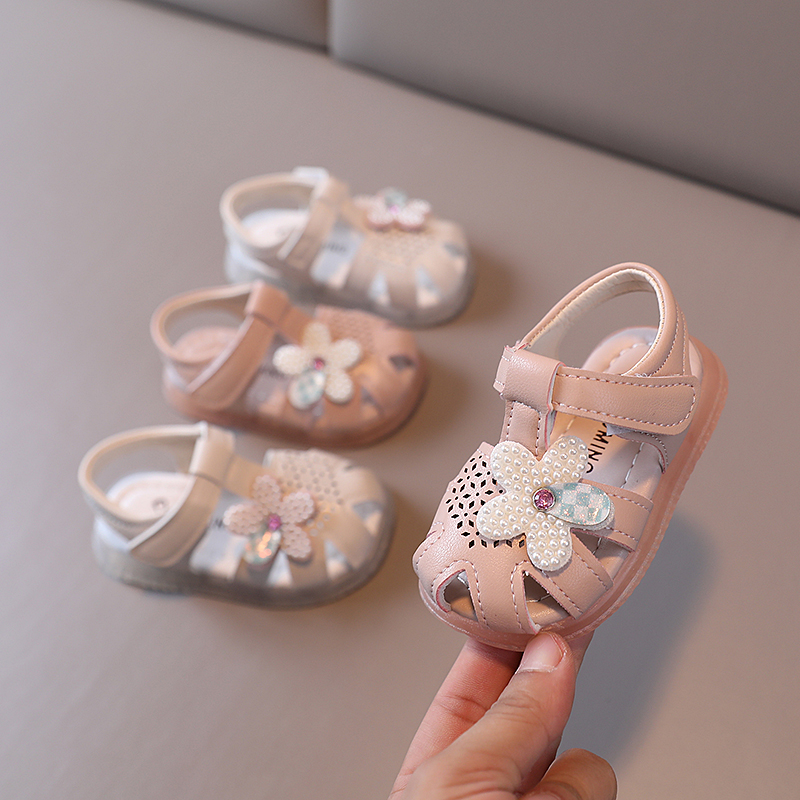 女童夏季凉鞋公主鞋儿童学步鞋女宝宝软底防滑包头防踢0-3岁童鞋