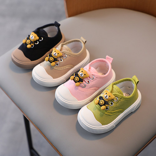 春秋日常休闲男女童卡通帆布鞋