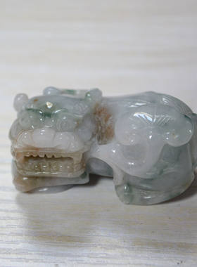 缅甸天然A货老坑糯种黄绿色双彩翡翠玉石霸王貔貅吊坠腰挂车包挂