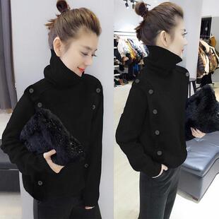 欧洲站冬装女2024新款欧货韩版宽松黑色高领加厚百搭休闲内搭毛衣