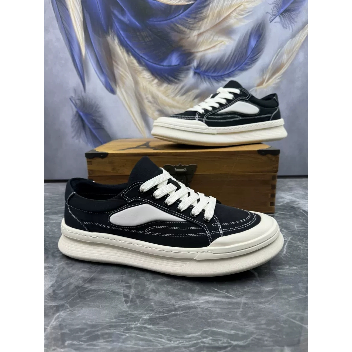 帕达索男鞋夏新款潮牌简约轻便软底牛津布透气运动休闲板鞋240353