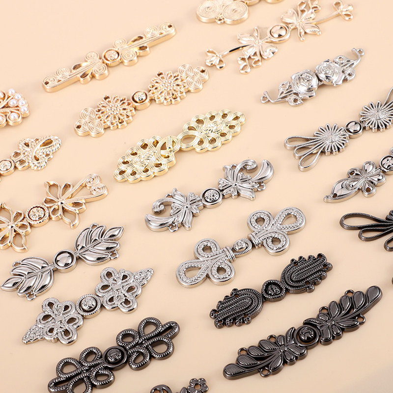 金属盘扣旗袍汉服子母扣对扣搭扣古风中式纽扣珍珠挂钩百搭扣子