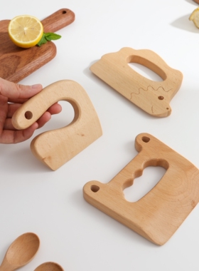 ins蒙氏mini厨房木质刀具儿童玩具水果木刀蔬菜榉木切切乐过家家