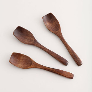 日式调料勺甜品勺木质咖啡搅拌勺子平口茶叶铲儿童餐具小木勺