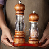 实木质透明亚克力胡椒研磨器厨房家用胡椒磨花椒海盐研磨瓶调料瓶