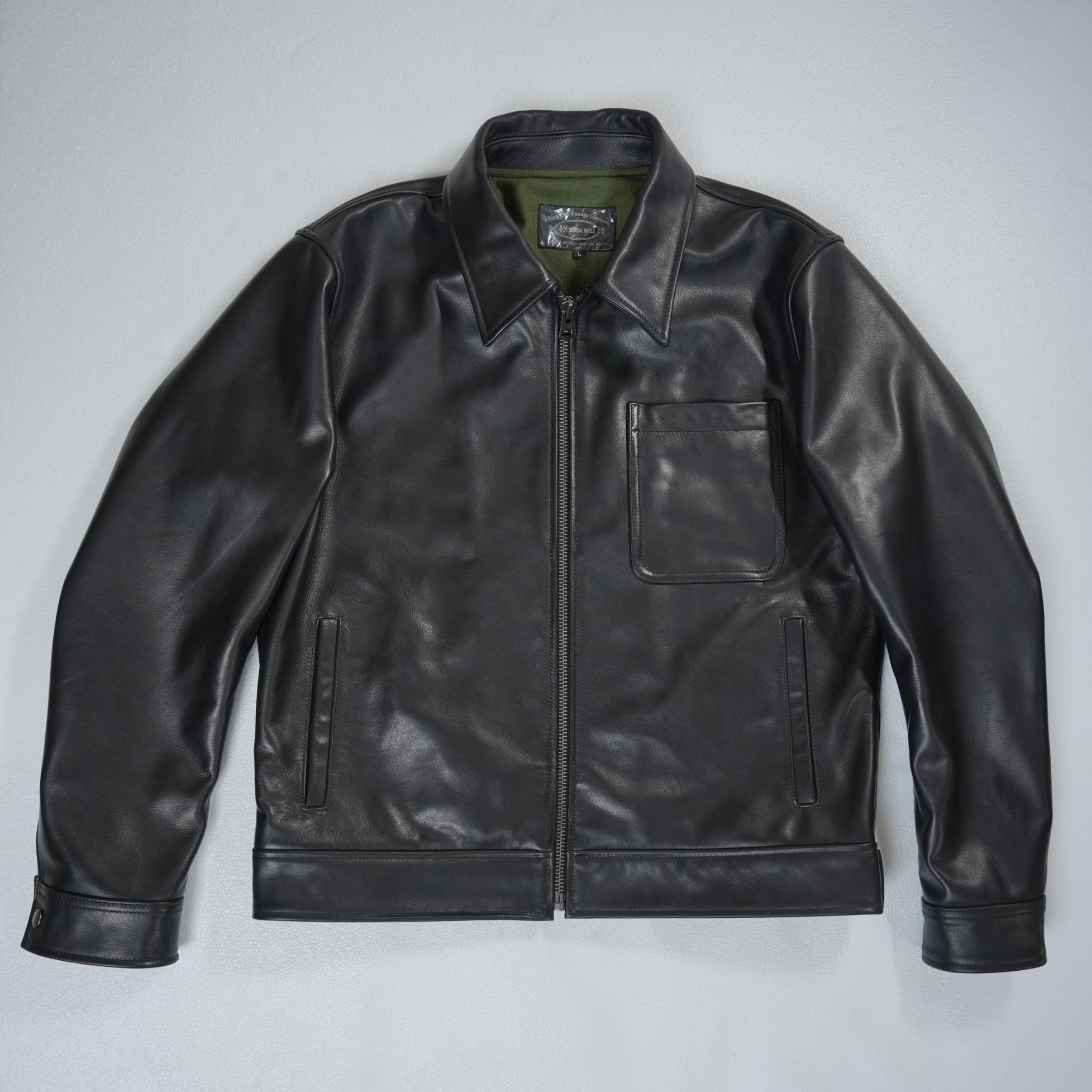 特叔门徒牛皮皮衣简约皮夹克百搭黑色真皮翻领经典修身翻领时尚