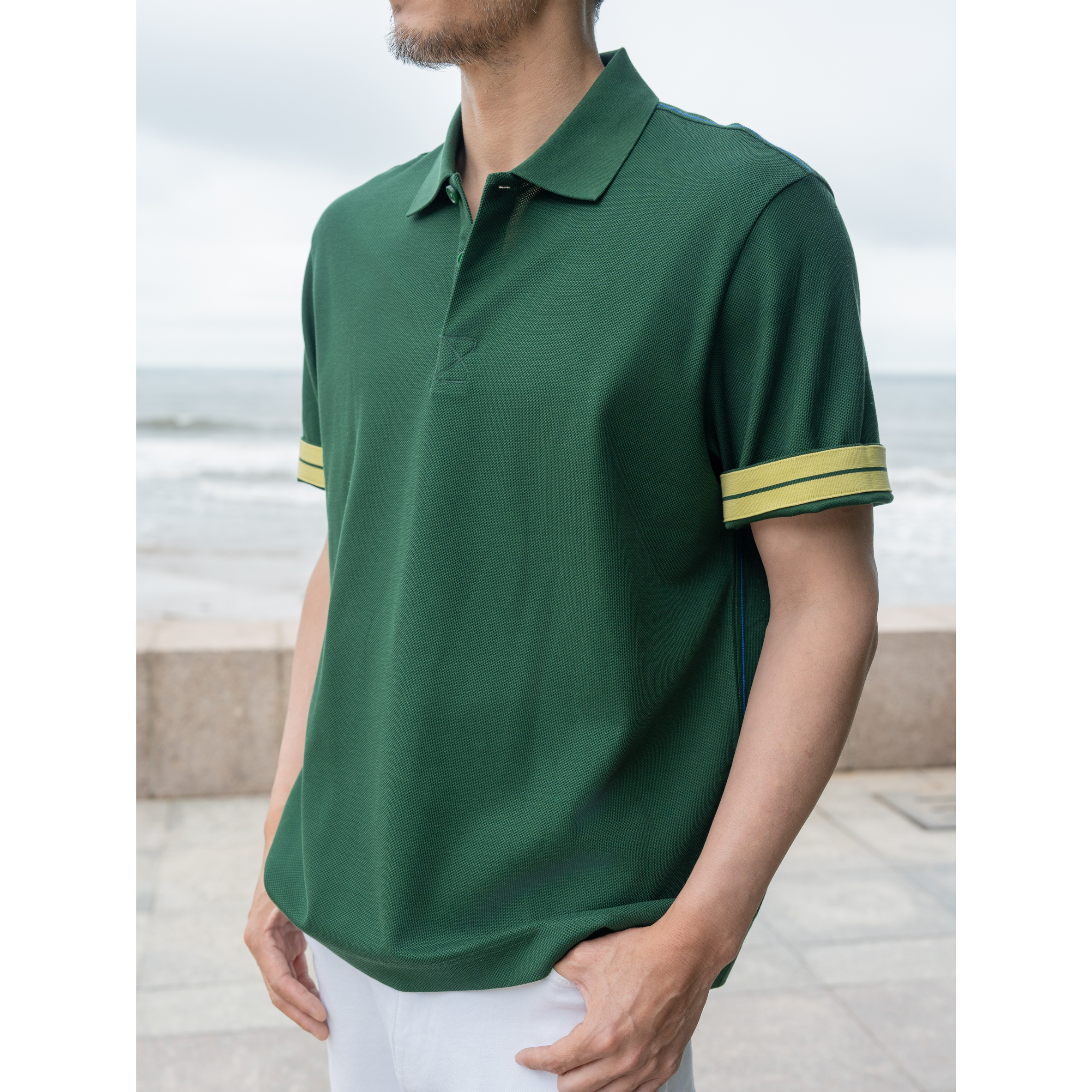 特叔夏季匹马棉翻领polo针织T恤休闲百搭春夏商务男休闲拼接短袖