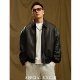 立领夹克廓形宽松短款 特叔复古灯笼袖 高级感皮衣设计男美式 外套