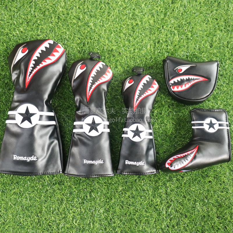 高尔夫球杆杆套一号木杆一字推杆四件帽套卡通杆头套球头保护套