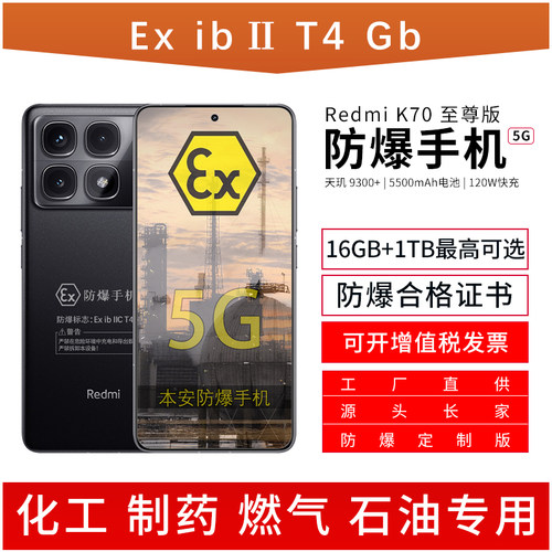 小米（MI）Redmi K70至尊版 定制防爆手机 本安EX化工厂医药工业石油库天然气专用